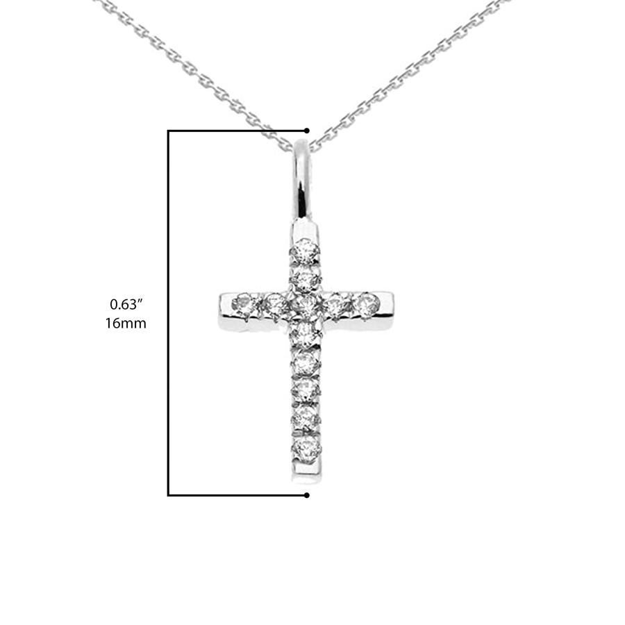 【並行輸入品】美しい14?Kホワイトゴールドダイヤモンドクロス上品チャームペンダントネックレス 14K White Gold 1/20 Cttwの画像