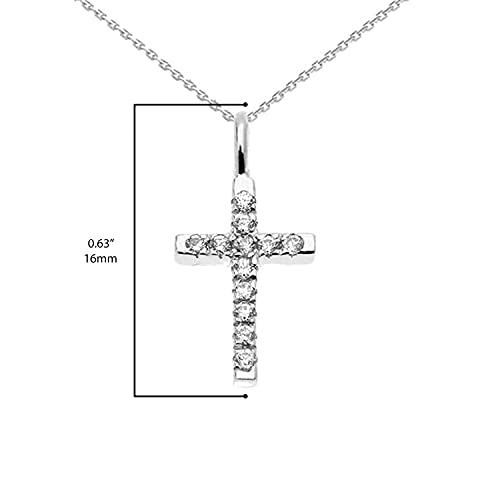 【並行輸入品】美しい14?Kホワイトゴールドダイヤモンドクロス上品チャームペンダントネックレス 14K White Gold 1/20 Cttwの画像