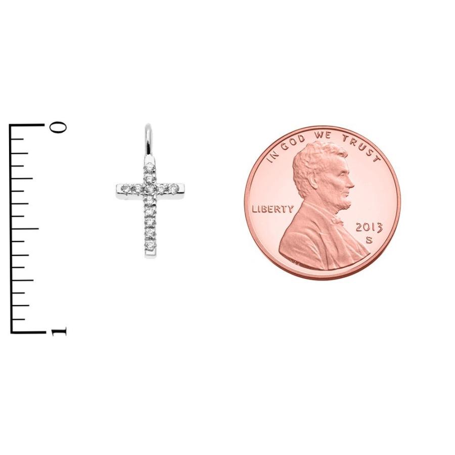 【並行輸入品】美しい14?Kホワイトゴールドダイヤモンドクロス上品チャームペンダントネックレス 14K White Gold 1/20 Cttwの画像