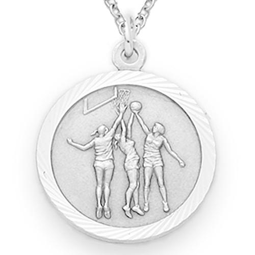 【並行輸入品】スターリングシルバー女の子バスケットボールスポーツMedal with Saint Christopherバック、3 / 4インチ_1