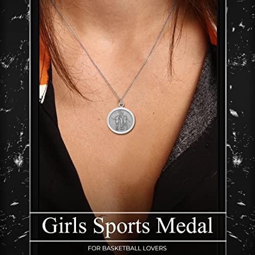 【並行輸入品】スターリングシルバー女の子バスケットボールスポーツMedal with Saint Christopherバック、3 / 4インチ_7