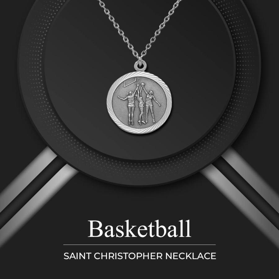【並行輸入品】スターリングシルバー女の子バスケットボールスポーツMedal with Saint Christopherバック、3 / 4インチ_9