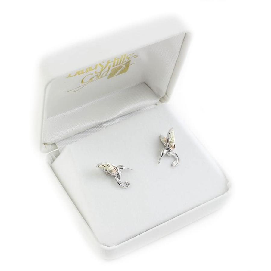 【並行輸入品】ハチドリ プチリーフピアス スターリングシルバー 12Kグリーン&ローズゴールド ブラックヒルズゴールドモチーフ, 金属 Hummの画像