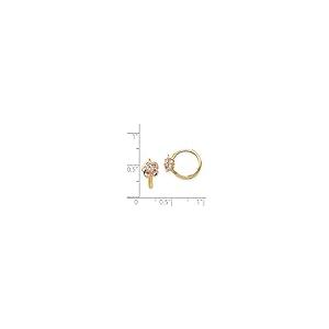 【並行輸入品】美しいホワイトとイエローゴールド 14K イエロー&ローズゴールド Madi K CZ フラワーヒンジフープイヤリング Beautの画像