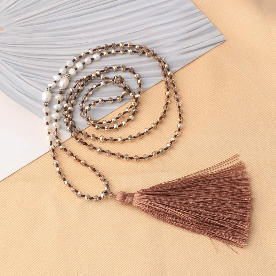 【並行輸入品】(Deep Brown) KELITCH Bohemian Natural Freshwater Pearl Crystal_9