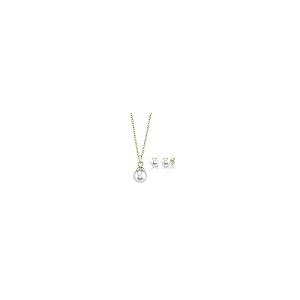 【並行輸入品】The Pearl Source ペンダントネックレス 14Kゴールド ラウンド ホワイト 淡水養殖真珠 希望 セット レディースの画像