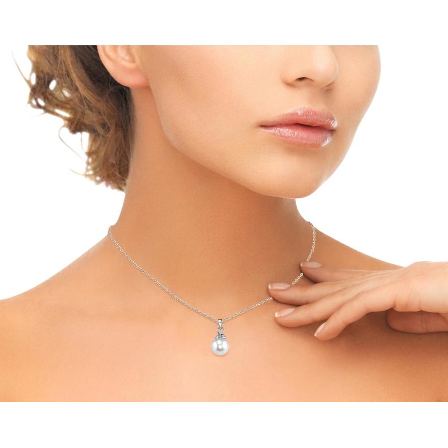 【並行輸入品】The Pearl Source ペンダントネックレス 14Kゴールド ラウンド ホワイト 淡水養殖真珠 希望 セット レディースの画像