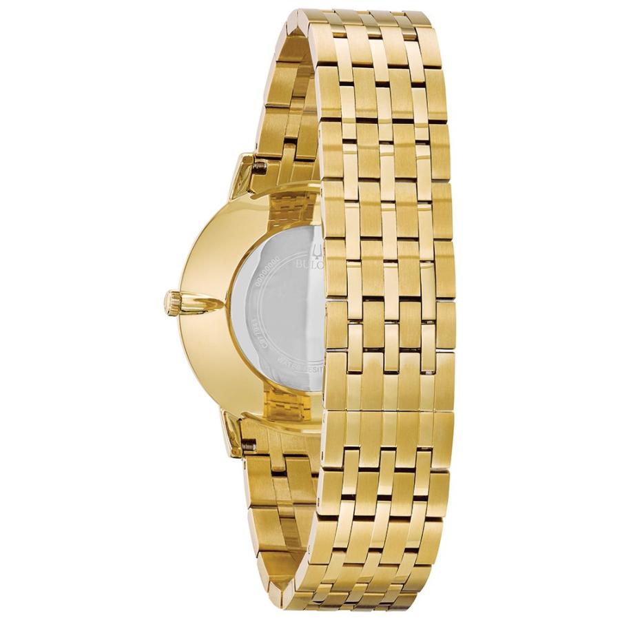 【並行輸入品】Bulova 97?a127メンズ超スリムゴールドメッキブレスレット腕時計 Bulova Men's Designer Watchの画像