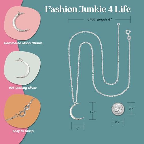 【並行輸入品】FashionJunkie4Life スターリングシルバー ハンマー仕上げ テクスチャ加工 三日月 ペンダントネックレス 18イン_4
