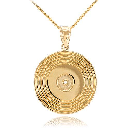 【並行輸入品】14?Kイエローゴールドビニールディスク音楽Recoringペンダントネックレス 14k Yellow Gold Vinyl Diの画像