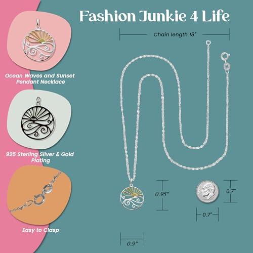 【並行輸入品】Sterling Silver Ocean Waves at Sunset Pendant Necklace， 18" Chain_3