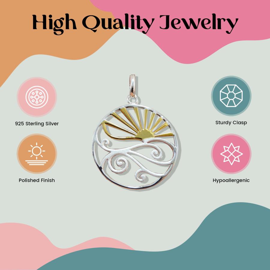 【並行輸入品】Sterling Silver Ocean Waves at Sunset Pendant Necklace， 18" Chain_5