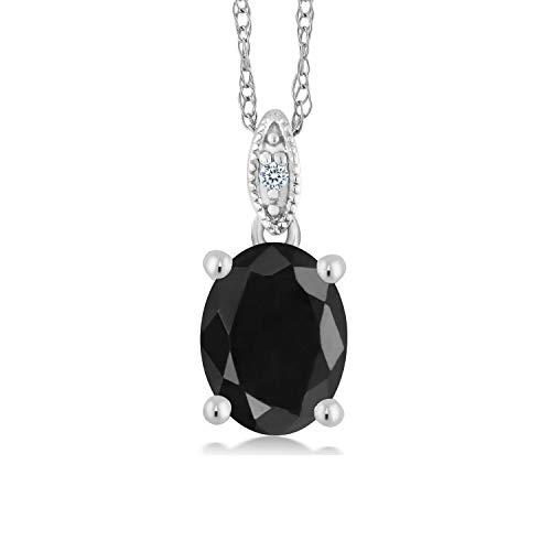 【並行輸入品】[Gem Stone King] 2.54カラット 天然 ブラックサファイア ネックレス レディース 天然 ダイヤモンド 10金の画像