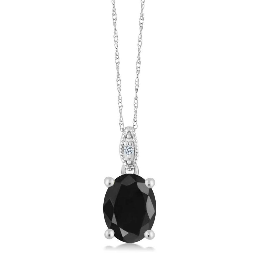 【並行輸入品】[Gem Stone King] 2.54カラット 天然 ブラックサファイア ネックレス レディース 天然 ダイヤモンド 10金の画像