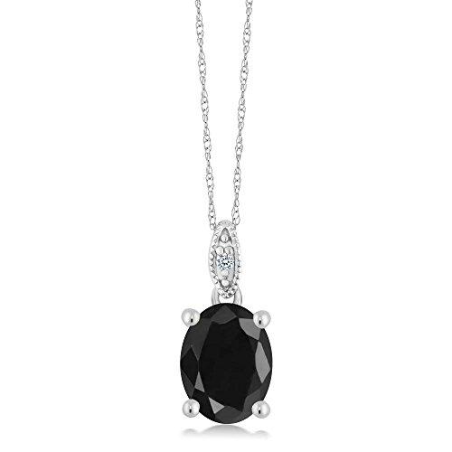 【並行輸入品】[Gem Stone King] 2.54カラット 天然 ブラックサファイア ネックレス レディース 天然 ダイヤモンド 10金の画像