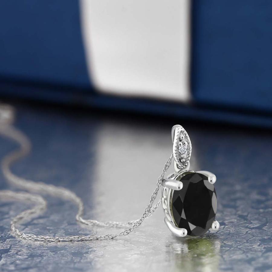 【並行輸入品】[Gem Stone King] 2.54カラット 天然 ブラックサファイア ネックレス レディース 天然 ダイヤモンド 10金の画像