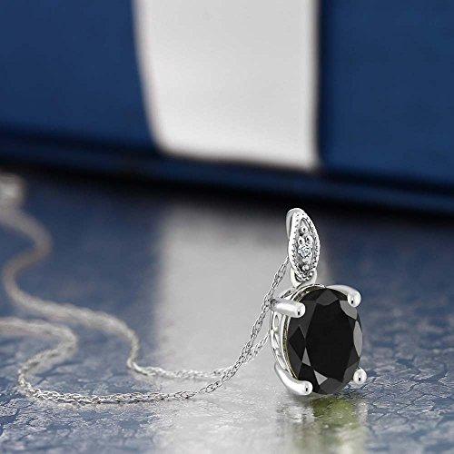【並行輸入品】[Gem Stone King] 2.54カラット 天然 ブラックサファイア ネックレス レディース 天然 ダイヤモンド 10金の画像