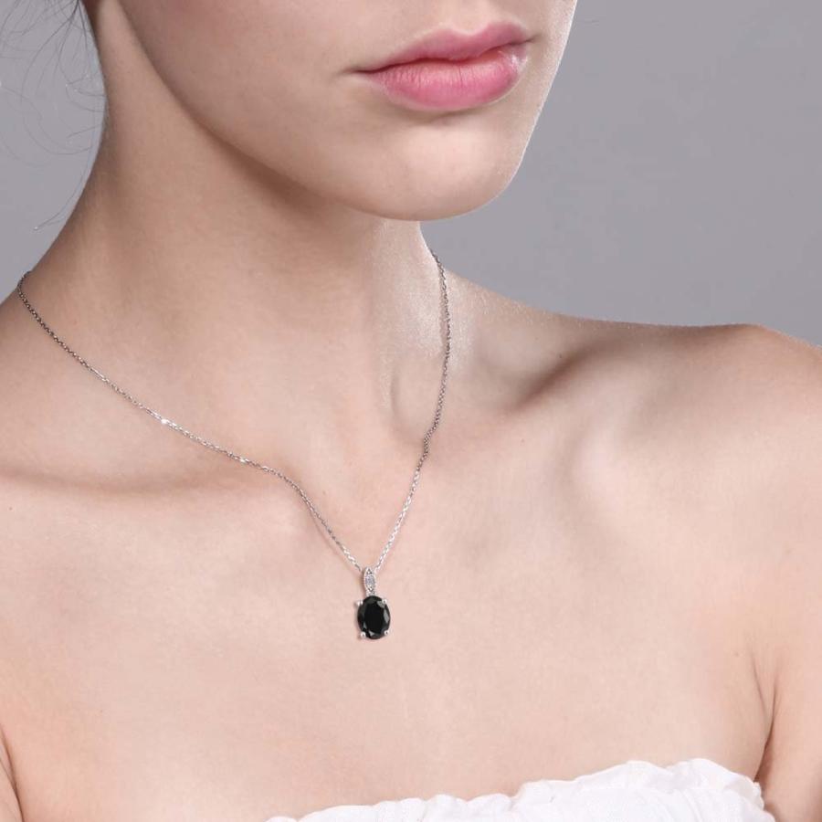 【並行輸入品】[Gem Stone King] 2.54カラット 天然 ブラックサファイア ネックレス レディース 天然 ダイヤモンド 10金の画像