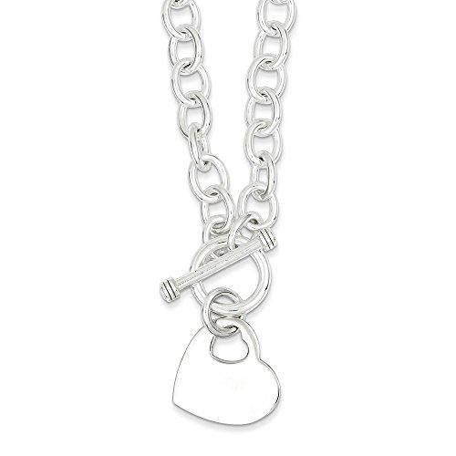 【並行輸入品】スターリングシルバーEngraveable心ディスク上ファンシーリンクトグルネックレス CoutureJewelers Sterlの画像