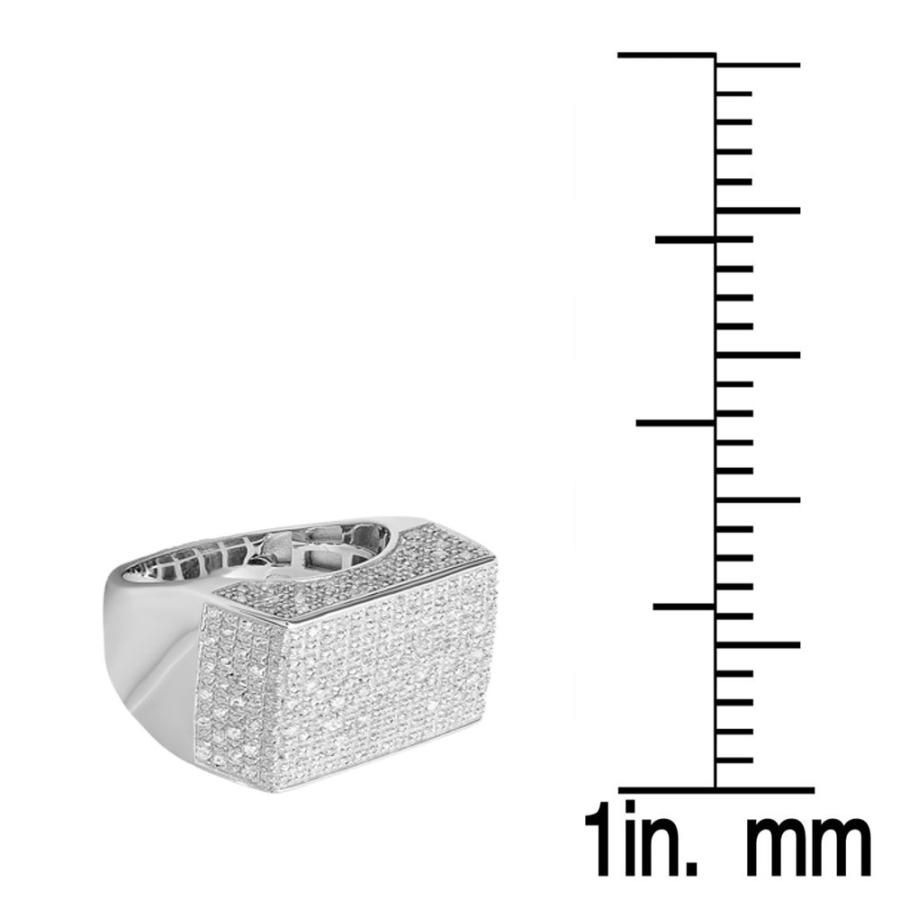 【並行輸入品】0.77カラットCTWスターリングシルバーラウンドダイヤモンドメンズ派手ヒップホップIcedリング3?/ 4?ct (USA リンの画像
