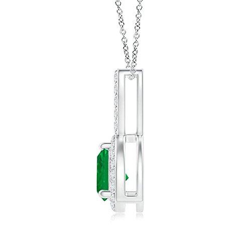 【並行輸入品】Angara Natural Emerald Solitaire Halo Pendant Necklace for Womenの画像