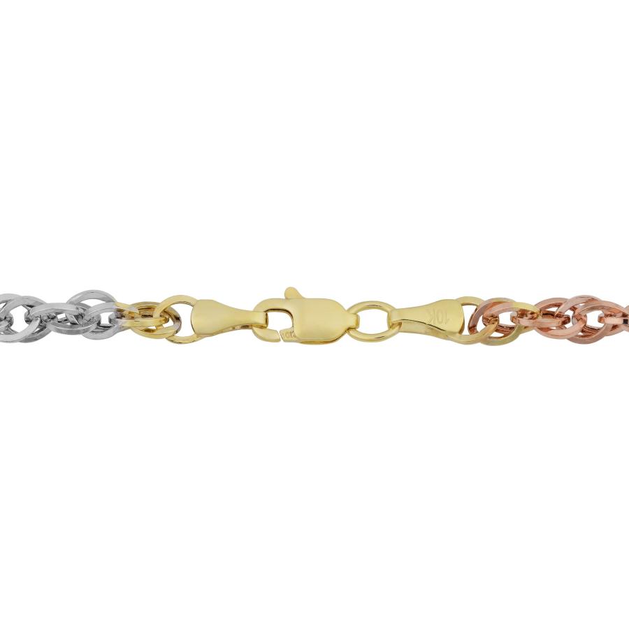 【並行輸入品】10 Kトリコロールゴールド3.8 MMダブルケーブルリンクネックレス Kooljewelry 10k Tricolor Goldの画像