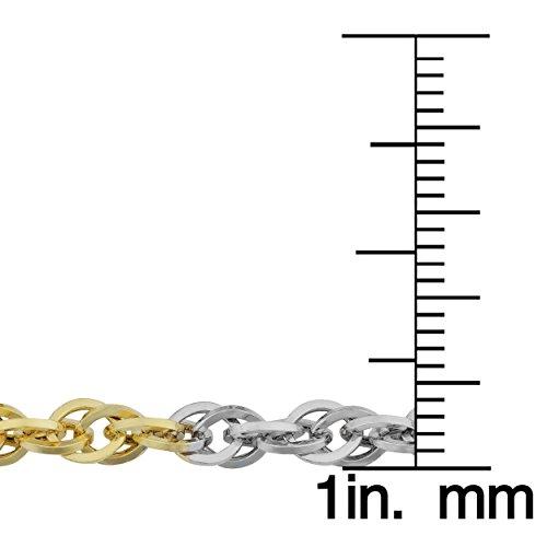 【並行輸入品】10 Kトリコロールゴールド3.8 MMダブルケーブルリンクネックレス Kooljewelry 10k Tricolor Goldの画像
