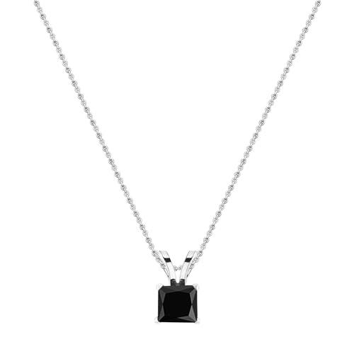 【並行輸入品】レディース　14Kゴールドプリンセスカットブラックダイヤモンドソリティアペンダント ブラック Dazzlingrock Colle_1