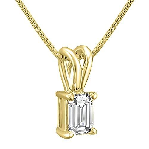 【並行輸入品】La4ve Diamonds 1/3カラット ダイヤモンド プロングセット 14K ゴールド エメラルドカット ダイヤモンド ソリの画像