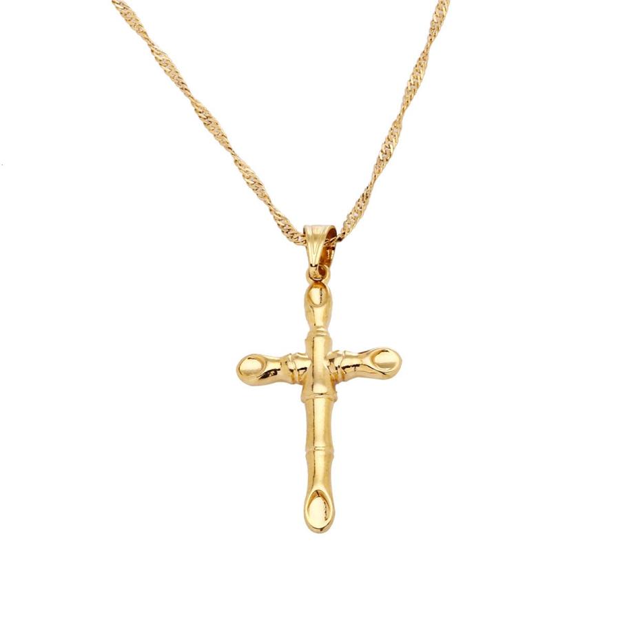 【並行輸入品】24?Kゴールドイエスクロスネックレス十字架ペンダント宗教ジュエリー 24K Gold Jesus Cross Necklace