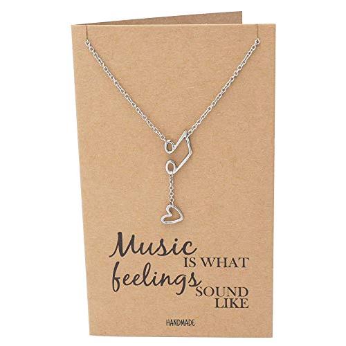 【並行輸入品】Quan Jewelry 音符 ト音記号ネックレス 音楽ジュエリー 女性へのギフト グリーティングカード付き ロジウムメッキ， ス_7