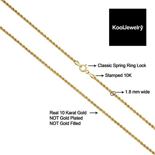 【並行輸入品】KoolJewelry 10Kイエローゴールド 1.8mmロープチェーンネックレス 10k Yellow Gold Rope Ch_4