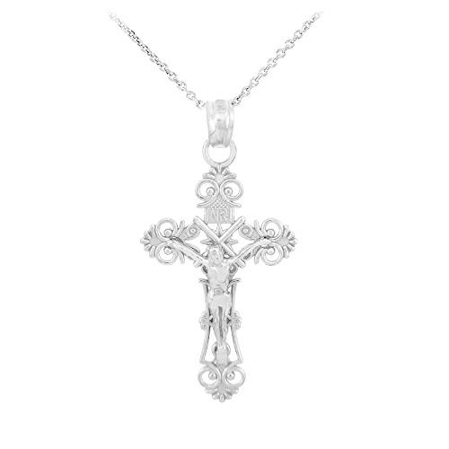 【並行輸入品】FDJ Religious Jewelry ファイン925スターリングシルバー フローラルクロスチャーム フィリグリー十字架ペンダ