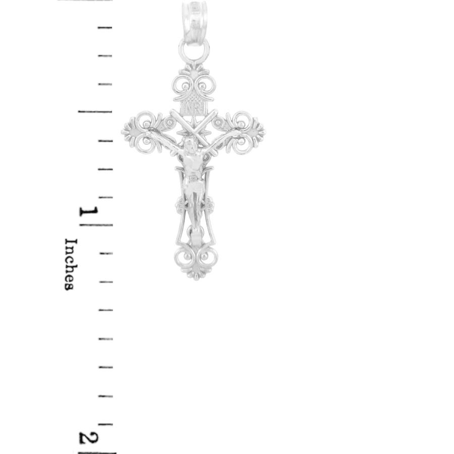 【並行輸入品】FDJ Religious Jewelry ファイン925スターリングシルバー フローラルクロスチャーム フィリグリー十字架ペンダ