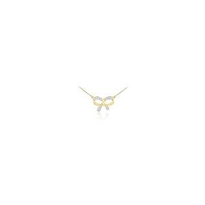 【並行輸入品】14?K黄色ゴールドダイヤモンドチャームBowネックレス 14k Yellow Gold Diamond Charm Bow Neの画像