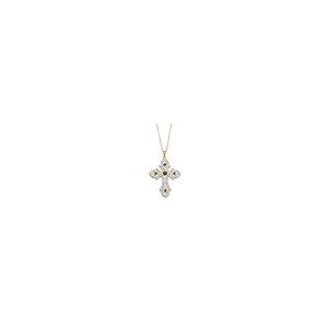 【並行輸入品】PalmBeach Jewelry イエローゴールドメッキ シルバー 本物のダイヤモンドと本物のサファイアクロスペンダント (1/_2