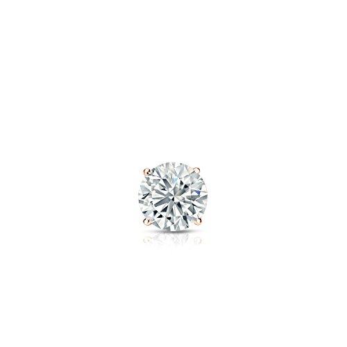 【並行輸入品】10 Kゴールド4プロングバスケットラウンドダイヤモンドシングルスタッドイヤリング( 0.08ct、Good、si1 si2 )の画像