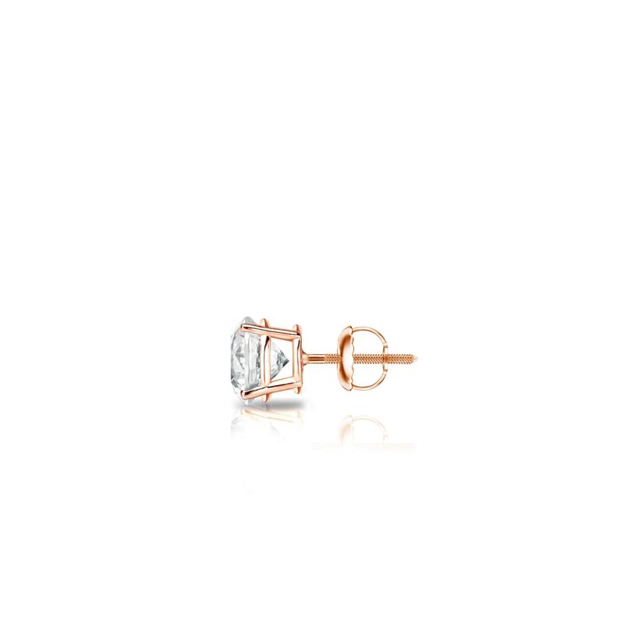 【並行輸入品】10 Kゴールド4プロングバスケットラウンドダイヤモンドシングルスタッドイヤリング( 0.08ct、Good、si1 si2 )の画像