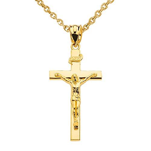 【並行輸入品】純金14K クロス 十字架ペンダントネックレス INRI(ユダヤ人の王 ナザレのイエス) 14K Yellow Gold Line_1