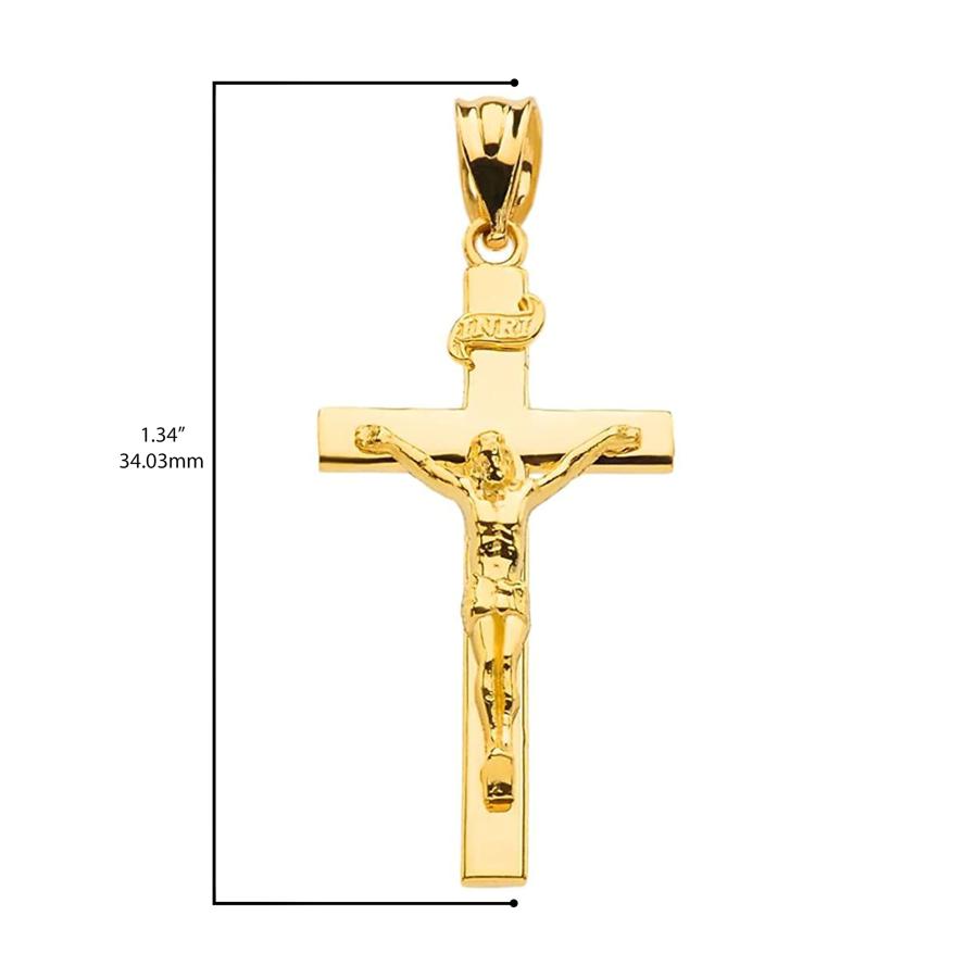 【並行輸入品】純金14K クロス 十字架ペンダントネックレス INRI(ユダヤ人の王 ナザレのイエス) 14K Yellow Gold Line_9
