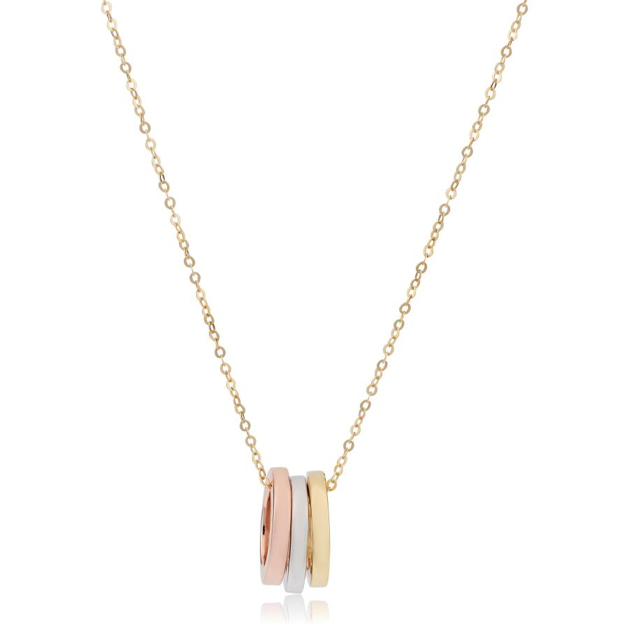 【並行輸入品】14 Kトリコロールゴールドトリプルリングネックレス(18インチ) Kooljewelry 14k Tricolor Gold T_3