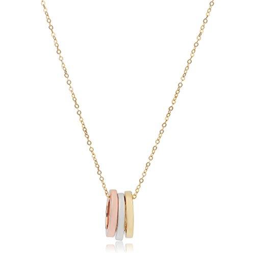 【並行輸入品】14 Kトリコロールゴールドトリプルリングネックレス(18インチ) Kooljewelry 14k Tricolor Gold T_4