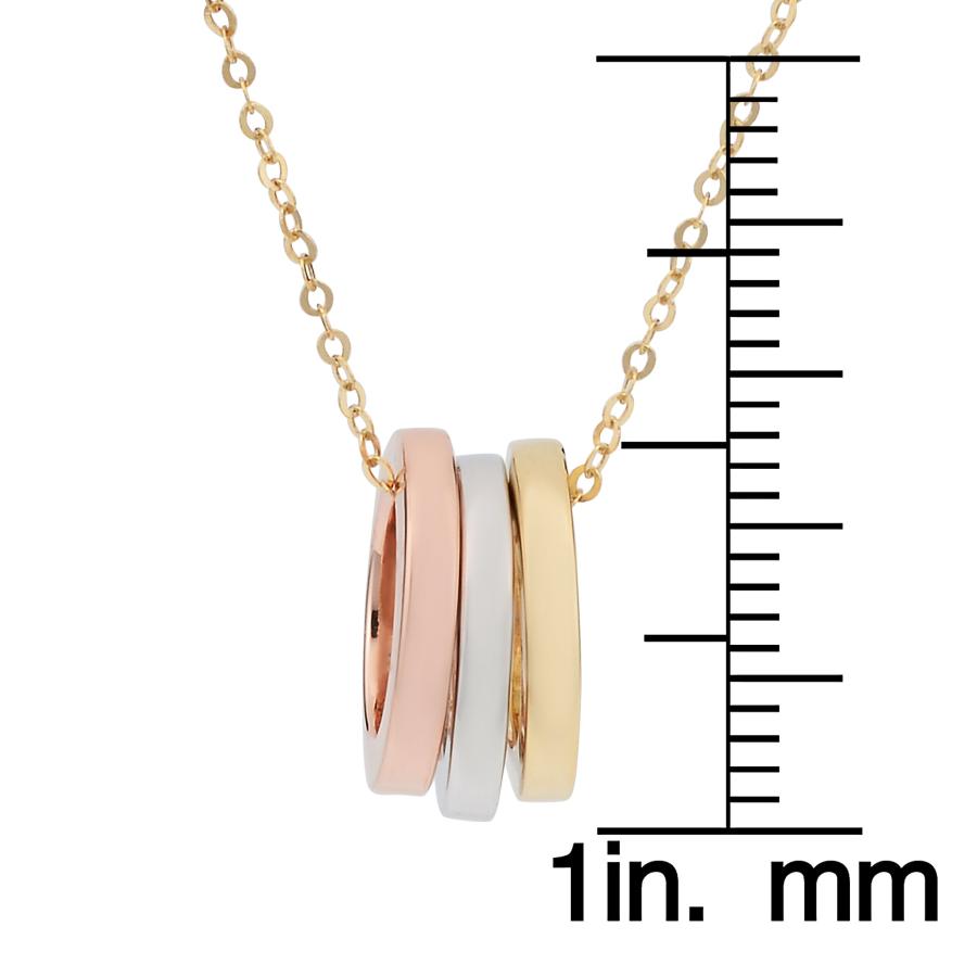 【並行輸入品】14 Kトリコロールゴールドトリプルリングネックレス(18インチ) Kooljewelry 14k Tricolor Gold T_9