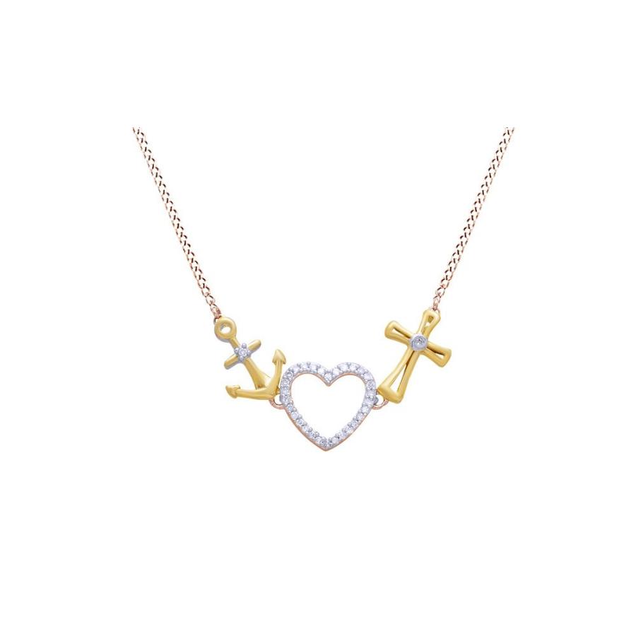 【並行輸入品】Jewel Zone US Natural Diamond Anchor， Heart & Cross Necklace in_2