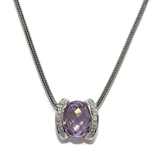 【並行輸入品】18K Gold Diamond Amethyst Pendant Necklace Women | Violet Purple_1