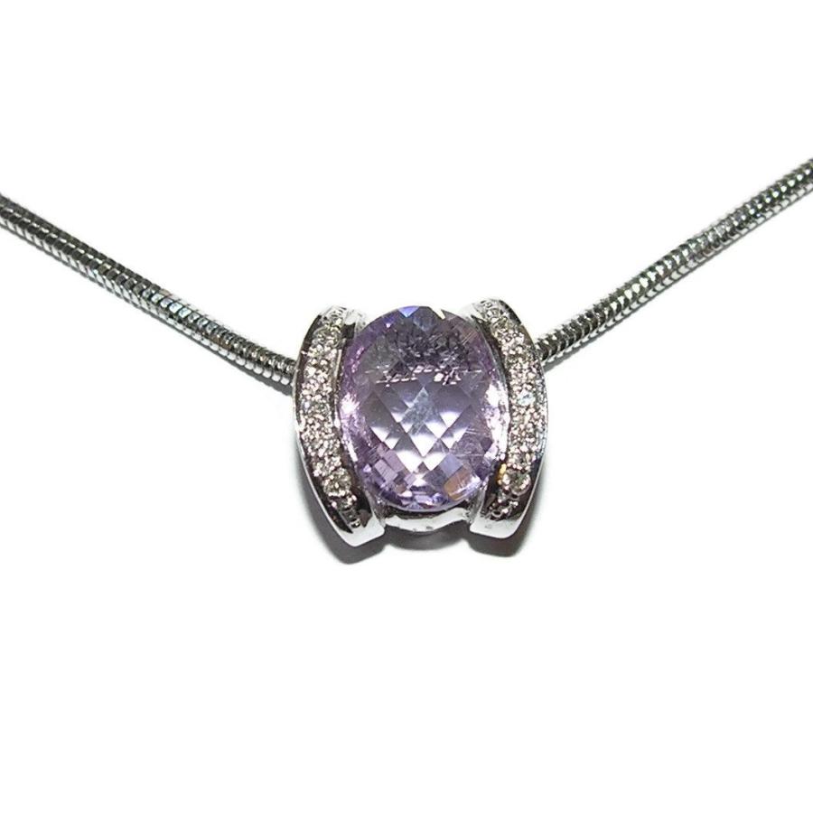【並行輸入品】18K Gold Diamond Amethyst Pendant Necklace Women | Violet Purple_3
