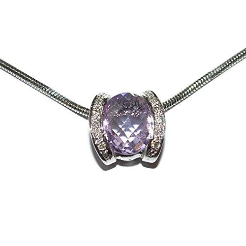 【並行輸入品】18K Gold Diamond Amethyst Pendant Necklace Women | Violet Purple_4