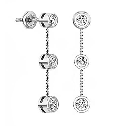 【並行輸入品】Dazzlingrockコレクション 0.50カラット(CTW) 14Kゴールド ラウンドホワイトダイヤモンド レディース スリーの画像
