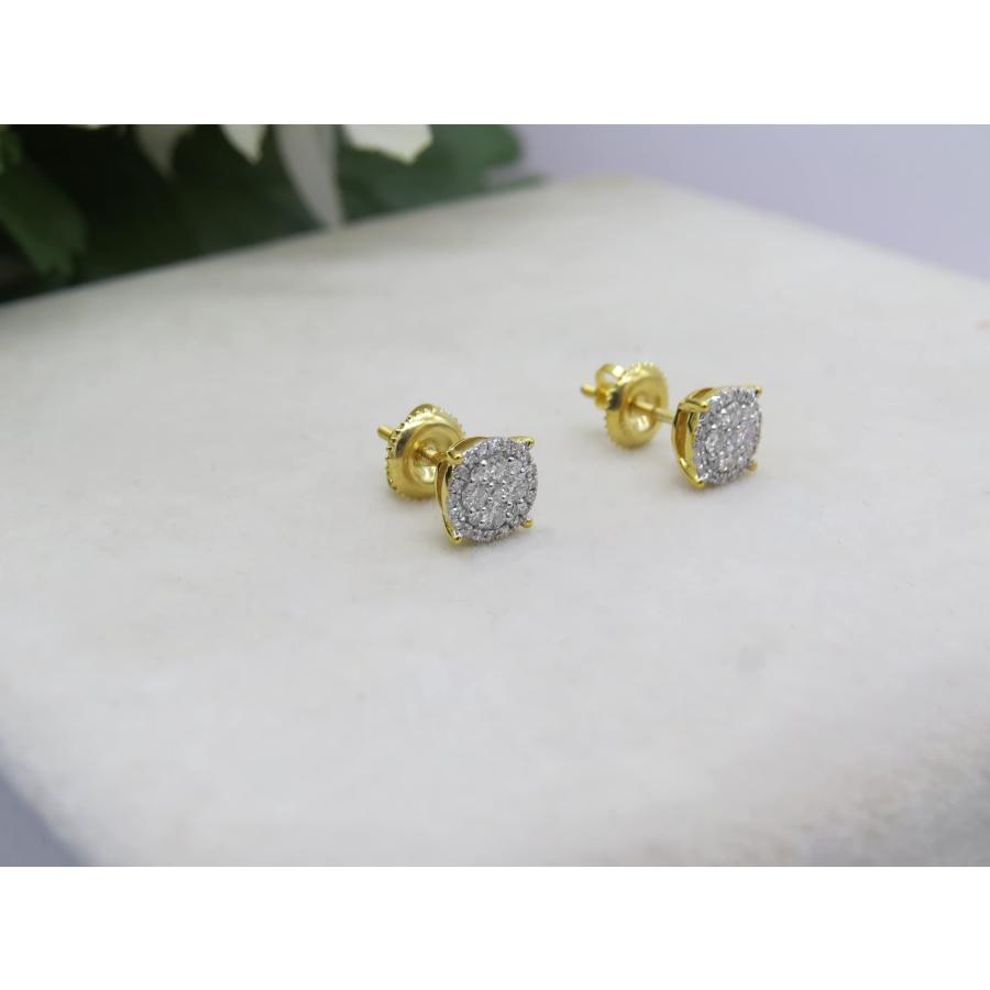 【並行輸入品】0.40カラット（ctw）14Kゴールド ラウンドカット ホワイトダイヤモンド レディース クラスターフラワー スタッドピアス Dの画像
