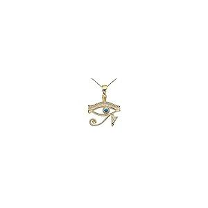 【並行輸入品】14Kイエローゴールド・エジプトブルー「ホルスの目」ペンダントネックレス　 ゴールド 14k Yellow Gold Egyptiの画像